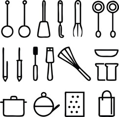 Cooking And Kitchen Icon Pack Vector