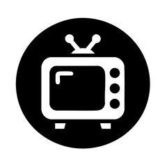 Vintage Television Icon in a Circular Frame