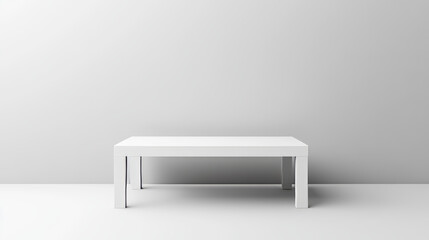 Empty top of white plastic table isolated on white background. For product display template. 3d table for object presentation. Graphic illustration