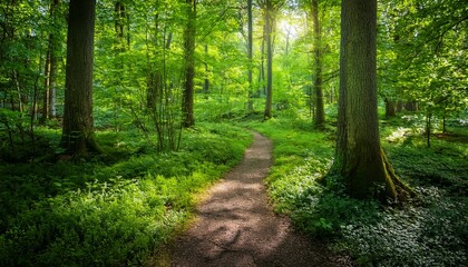 Obraz premium path in green summer forest