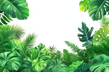Isolated vibrant green tropical foliage bush on a clean white backdrop.
