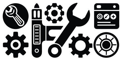 Settings glyph solid icons collection containing