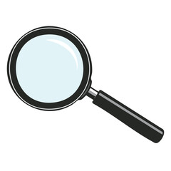 Detailed Magnifying Glass Vector Illustration with Circular Lens, Sharp Focus, and High Contrast for Investigation