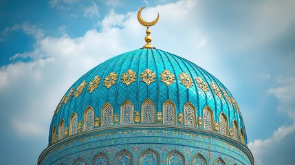 Obraz premium Majestic Azure Dome of a Mosque: Architectural Marvel