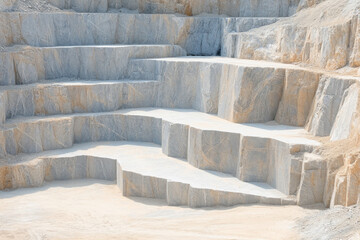 Expansive granite quarry scene featuring a man on horseback surveying the landscape and natural resources