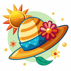 "Sun Hat Summer Vector AI Graphic Design File – Perfect for Seasonal Designs"
