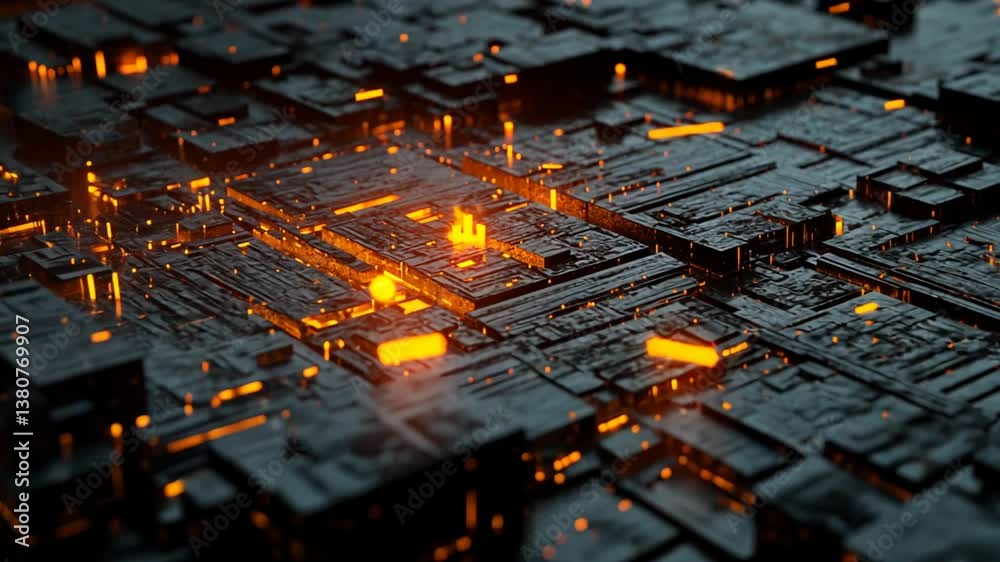 Poster ai technology advances through complex data networks and patterns generative ai