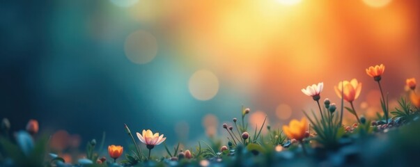 Dreamy orange-blue blur, soft focus, tranquil , transition, minimalist