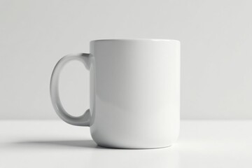 Obraz premium Large ceramic mug, slight shadow, pristine white, vessel, large, hot drink