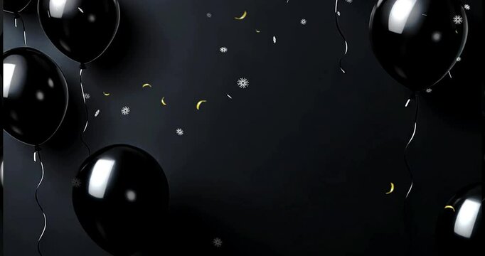 abstract music background with headphones, abstract black balloon