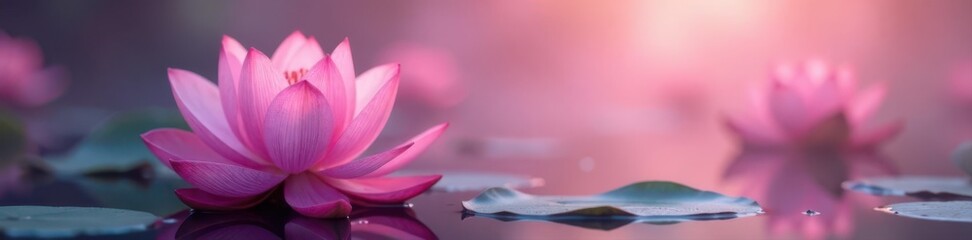 Fototapeta premium Soft pink gradient, ethereal lotus flower details , serene, abstract art