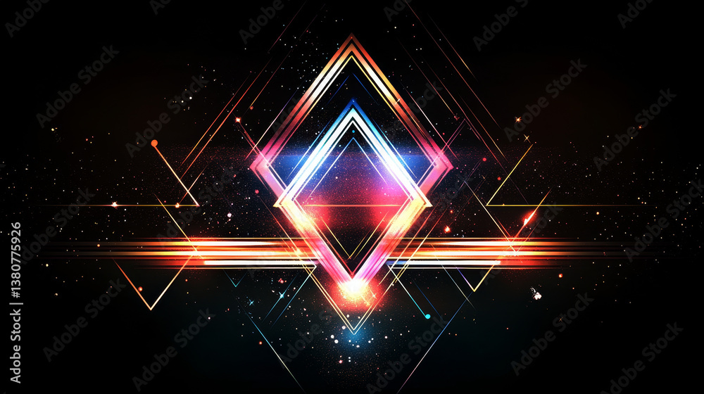 Poster abstract triangles space low poly. dark background with connecting dots and lines. light connection 
