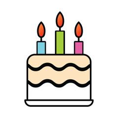 Colorful Birthday Cake with Candles, Ideal for Party Designs