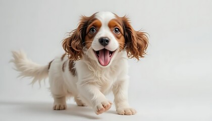 Fototapeta premium Happy Cavalier King Charles Spaniel Puppy, Studio Portrait