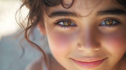 Fototapeta premium Young Middle Eastern girl with bright eyes and playful smile