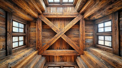 Naklejka premium Rustic Wooden Ceiling Architecture Interior Design