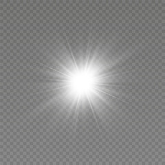 Bright flash of light. Glow effect. White light.