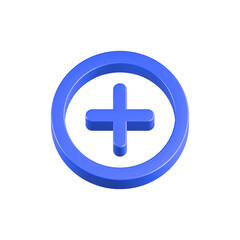 Fototapeta premium plus add icon 3d rendering blue color