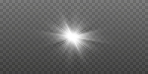 Vector transparent sunlight. Bright flash. Special light effect