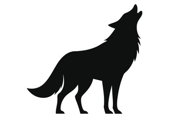 a silhouette wolf isolated on white background