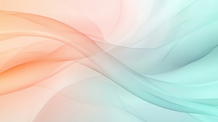 Fototapeta premium Serene pastel abstract art featuring flowing translucent waves in peach and mint green hues creating a calming and ethereal atmosphere with soft gentle light