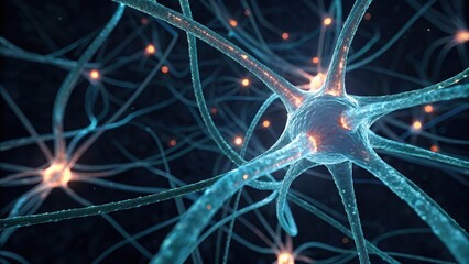 Chemical substance synthetic concept. Synthetic nerve fibers interweave in a glowing, futuristic design, showcasing advanced technology and biological concepts.