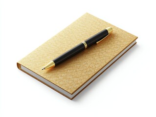 Elegant Pen Resting on Stylish Gold Notebook for Writing and Planning