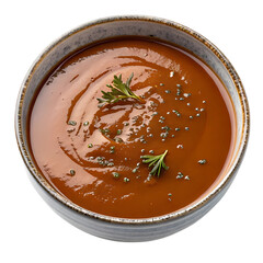 Tomato kitchup in bowl top view 