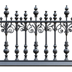 Ornate metal fence with decorative elements and intricate design