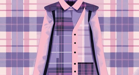 Plaid pattern in pale lavender pink clothing in illustration background