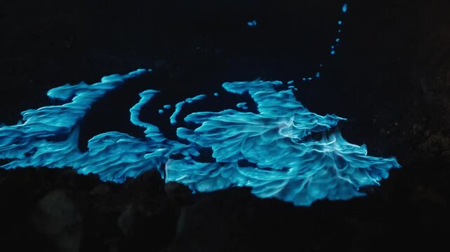Blue sulfur flames, Kawah Ijen volcano, East Java
