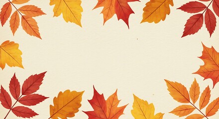 Fototapeta premium Autumn Leaves Frame, Fall Foliage Border, Blank Space AI Generated