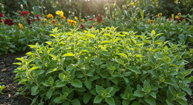 Lush catnip plants growing in a vibrant garden