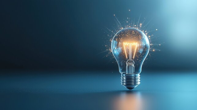A luminous light bulb shining brightly representing creativity imagination and the power of ideas to illuminate solutions and drive innovation