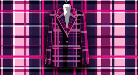 Plaid pattern in plum and pink clothing in illustration background