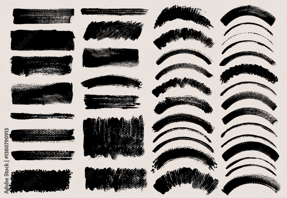 Fototapete brush stroke vector backgrounds. painted curve and rectangle shapes, grunge lines and squares. rough