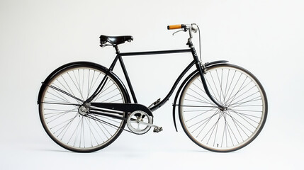 Fototapeta premium Retro bicycle, styled bicycle, bicycle image of a nineteenth century bicycle, bicycle isolated on a white background, black bicycle