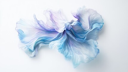 Flowing blue and white abstract art studio artwork minimalist aerial view serenity