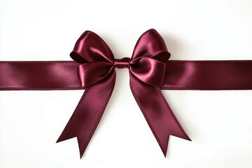 Burgundy Ribbon Bow on White Background (1)