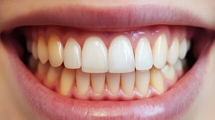 Fototapeta premium Woman before and after whitening of her teeth, closeup