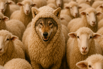 Wolf in Sheep's Clothing - A Stunning Animal Disguise Photo.