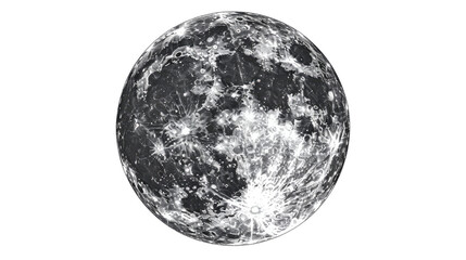 Naklejka premium Celestial Orb: A detailed depiction of the moon, revealing its cratered surface and ethereal glow, evokes a sense of wonder and the mysteries of space.