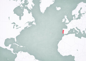 Map of North Atlantic Ocean - Portugal