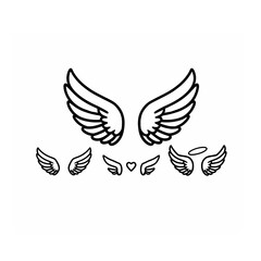 Obraz premium Set of wings isolated on white background 