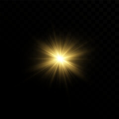 
Vector glow. Shiny bright light. Yellow star. Light explosion