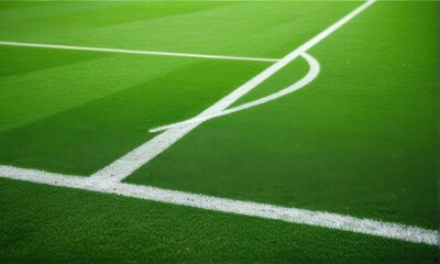 Obraz premium Close Up Of Artificial Turf Soccer Field Corner Markings