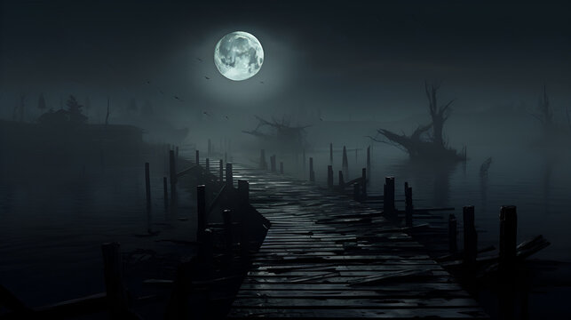 abandoned village, horror ambience, darkness, night sinister, haunted places