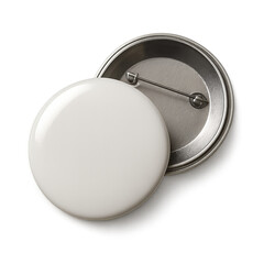 A silver button with a silver pin on top of it. Isolated on transparent background