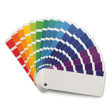 A color chart is shown with a white background. The chart is made up of many different colors, including red, blue, green, and purple. Isolated on transparent background