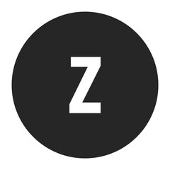 White Letter z in Solid Black Circle Background &ndash; Clean and Elegant Icon for Modern Minimalist Designs